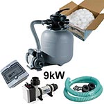 Kit de filtration et de chauffage électrique 9kW avec tableau de contrôle digital