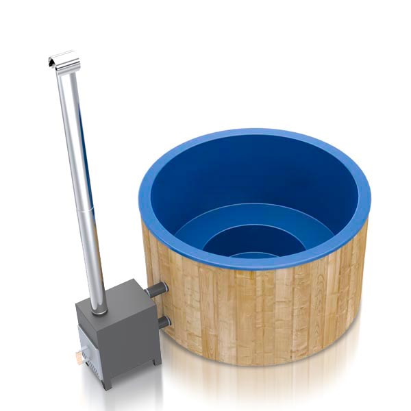 Hot tub cylindrique avec poêle extérieur - 4 personnes (diamètre : 1,8 m)