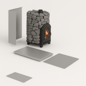 Ensemble de plaques de protection pour poêle à bois